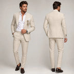 Men's Two-piece Linen Business Casual Suit Groom's Wedding Banquet Dress  man suits
