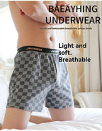 3PCS/Pack 95% Cotton Soft Plaid Alo Boxers Hombre Loose Breathable Hygroscopic Mens Shorts Sport High Elastic Waist Underwear