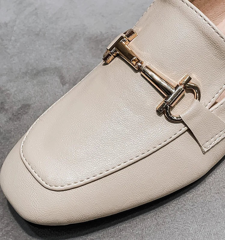 Women's Summer Footwear Square Toe Shoes for Woman 2025 Low Heel Elegant Office Loafers Black Luxury Brand Slip on High Quality