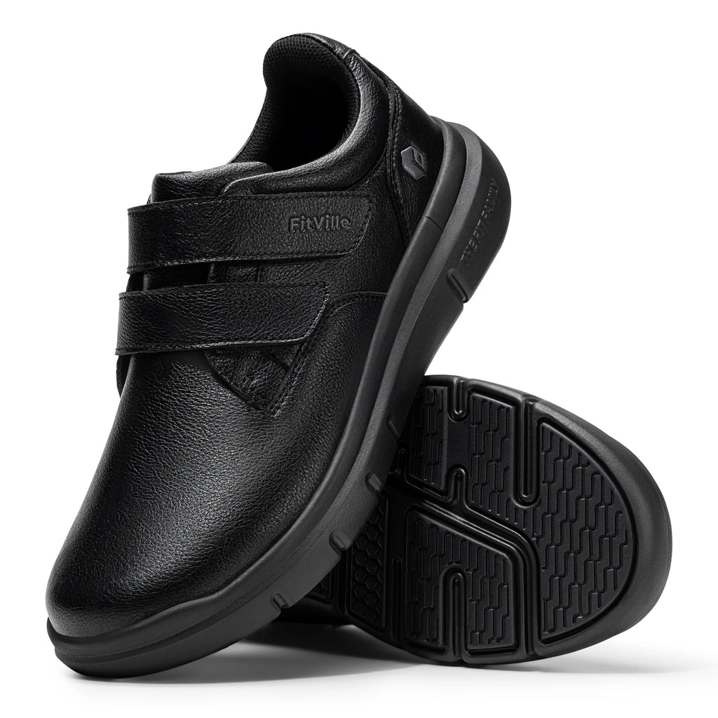 FitVille Wide Diabetic Shoes Dress Business Formal Casual Shoes for Men Slip on Walking Footwear Easy Wear Swollen Feet Comfort