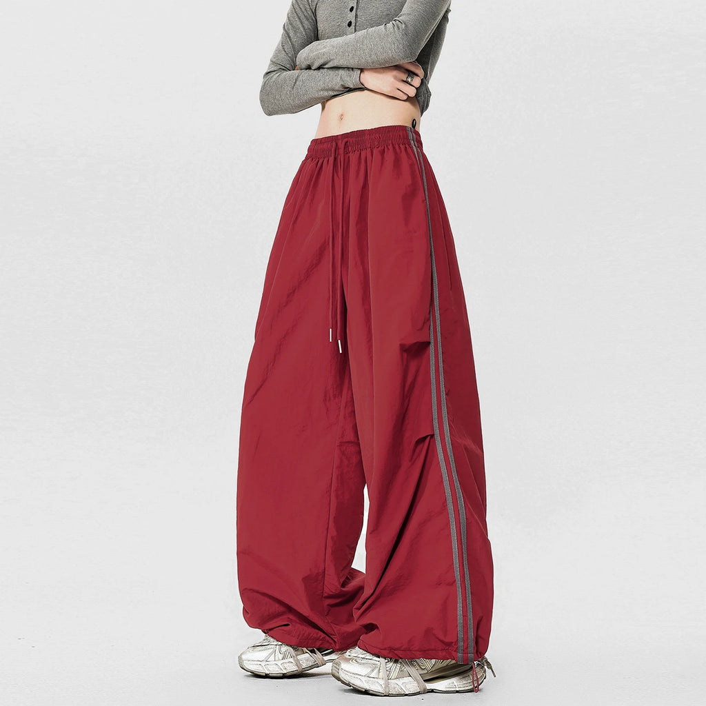 American Striped Quick - Drying Relaxed Pants for Men, Straight - Leg Wide - Leg Cargo Design Streetwear Couple's Work Trousers