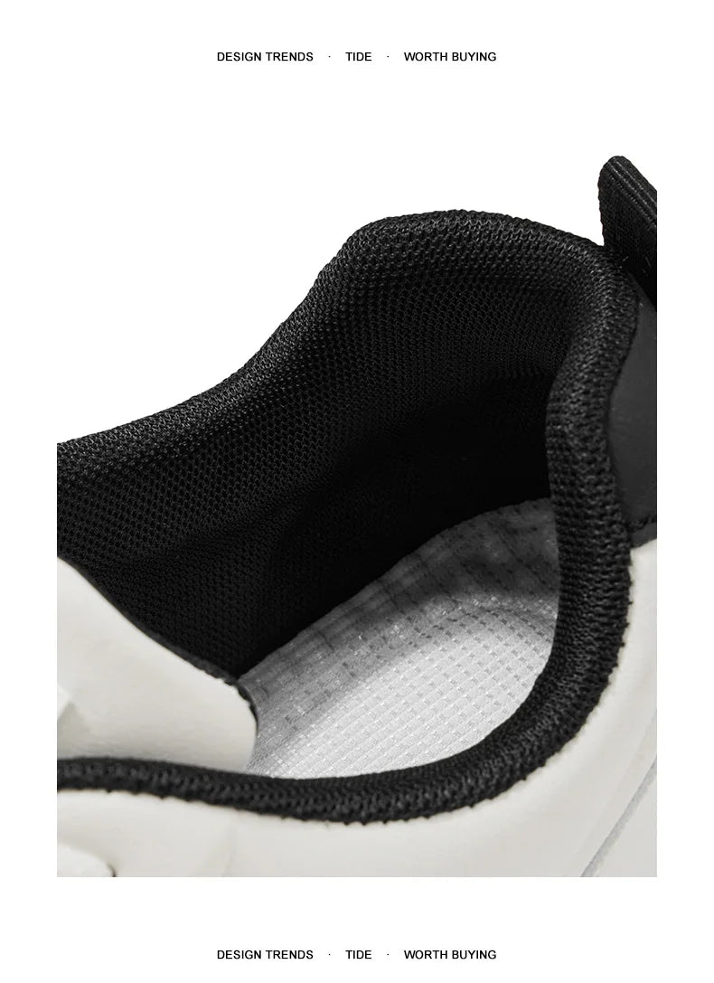 2026 Summer Men's White Platform Sneakers Leather Casual Shoes Thick Sole Streetwear Trendy Footwear