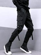 New 2025 Black Cargo Pants Men Summer Hip Hop Streetwear Harajuku Pockets Harem Trousers Joggers Pant Man and Women