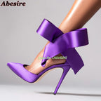 Spotted Breathable Mesh Pumps Big Bow Pointed Stiletto Buckle Strap High Heels Fashion Party Banquet Wedding Pumps For Women 47