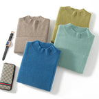 Autumn and winter new 100% pure wool men's semi-turtle neck loose knit solid color Joker casual knit bottoming shirt.