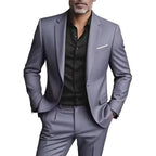 Men's 2 Piece Suit Set Solid Color Elegant Wedding Formal Business Dress Blazer Vest Pants Classic Tuxedo for Party Groomsmen