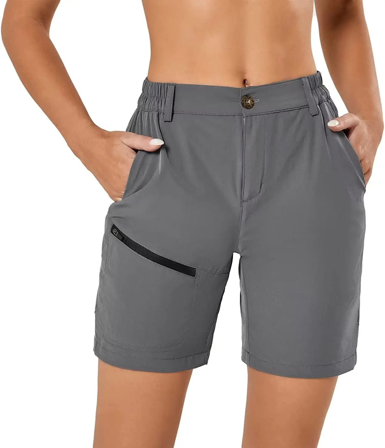 Women's Hiking Cargo Shorts Quick Dry Nylon Shorts Summer Travel Active Golf Shorts with 6 Pockets Water Resistant