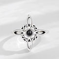 925 Silver Plating Witches Knot Rings for Women Obsidian Celtic Trinity Knot Ring Pagan Wicca Cross Jewelry New Year Gift