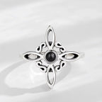 925 Silver Plating Witches Knot Rings for Women Obsidian Celtic Trinity Knot Ring Pagan Wicca Cross Jewelry New Year Gift