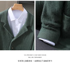 New Mink Wool Cardigan Men's Padded Sweater Coat Business Casual Knitted Cashmere Sweater Coat