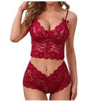 Thin Lace Flower Printed Underwear Suit Sexy Women Lingerie Set Female Adjustable Shoulder Strap Triangle Cup Bralettle