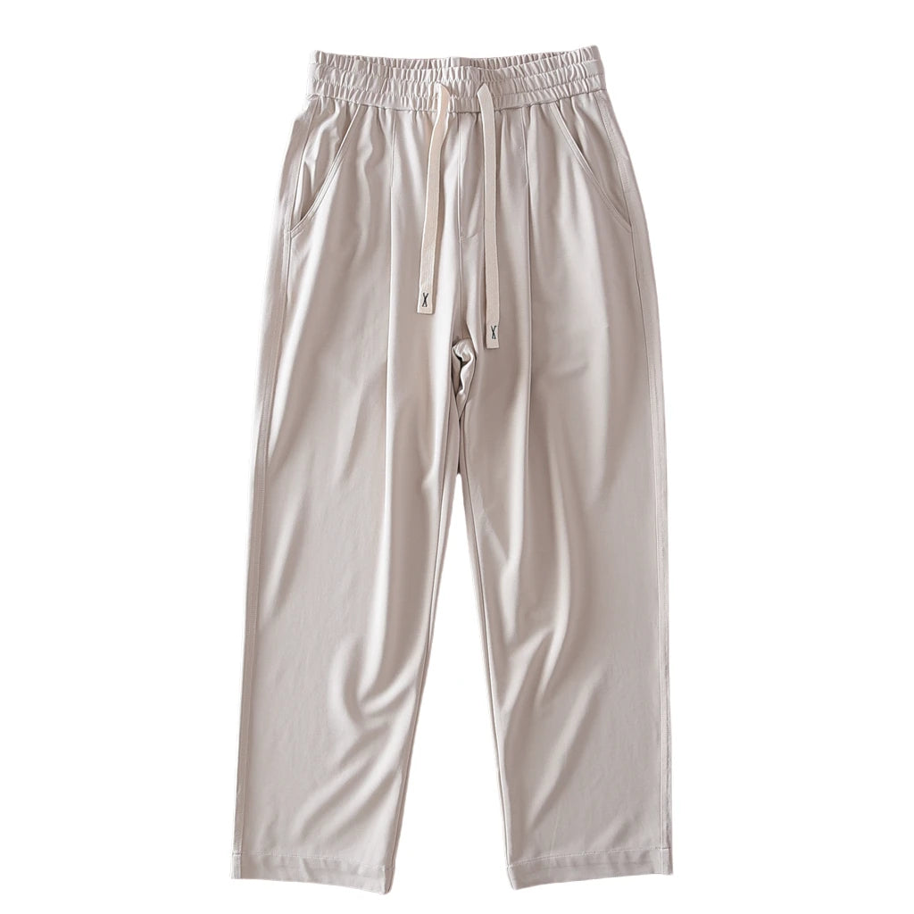 2025 Summer New Style Lightweight Breathable Smooth and Loose Straight Sweatpants Draped and Elastic Home Men's Casual Pants