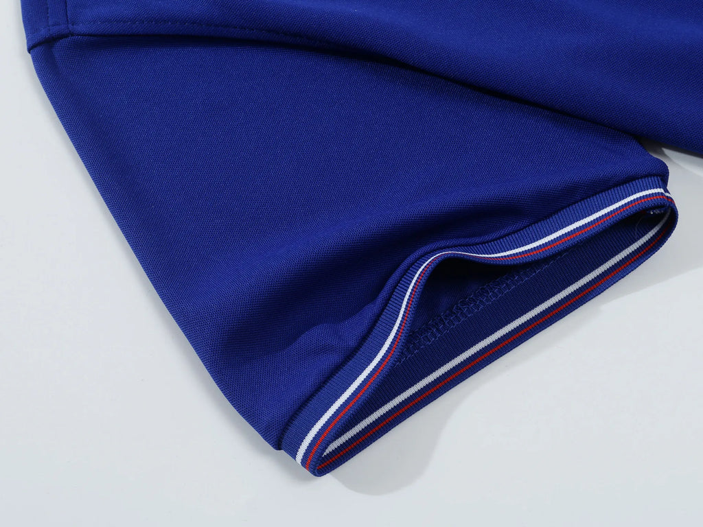 Summer Polo T Shirt Men's Solid Color Polo Shirt Short Sleeved T-shirt European and American Loose Stand Up Collar Casual Top