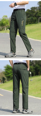 Men's 2 in 1 Convertible Hiking Pant Quick Dry Elastic Outdoor Running Cargo Trouser Summer Waterproof Fishing Camping Plus Size