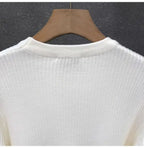 Korean Style Men's Sweater Vertical Stripes Round Neck Pullovers High Quality Inner Soft Knitted Fashion Versatile Undershirt