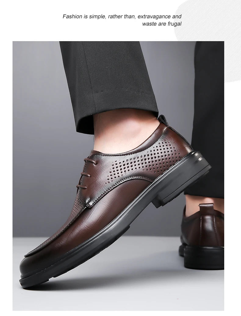 2026 Summer Hollow Out Breathable Deodorant Genuine Leather Business Dress Shoes British Style High-end Formal Shoes Hot Sale