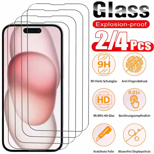 2~4PCS Screen Protector For iPhone 17 16 Pro Max Tempered Glass For iPhone 17e 16e 15 14 13 12 11 Pro Max Phone Film iPhone 17