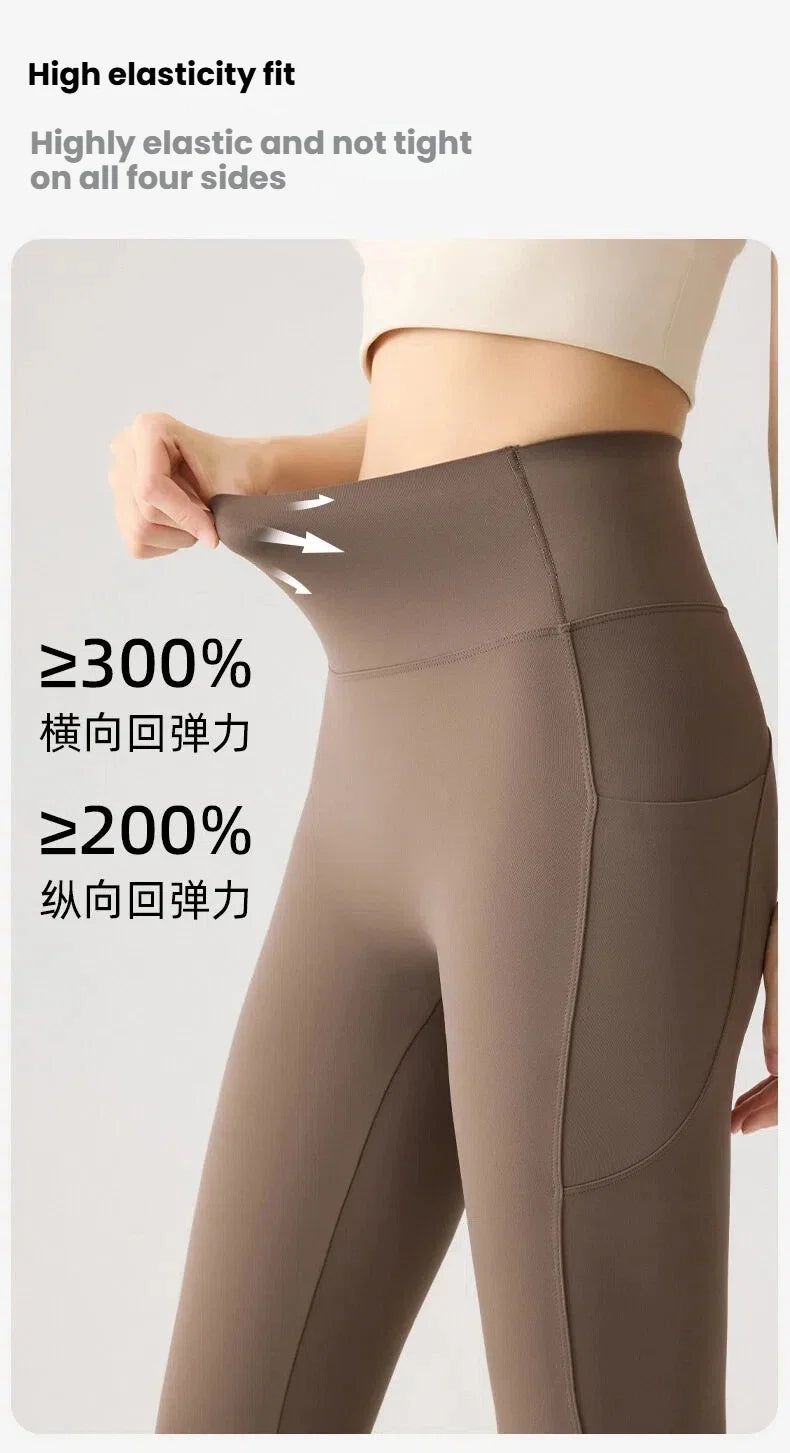 Women's Pockets Yoga Pants Cloud Touch Ice Silk Shark Leggings High Waist Tummy Control Butt Lifting Sports Leggings  Running