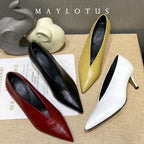 Sandals Luxury Brand Sexy Dress Shoes Elegant Chunky 5.5cm Heeeled Pumps Sexy Pointed Toe Evening Shoes Women Shoes V Cut Shoes