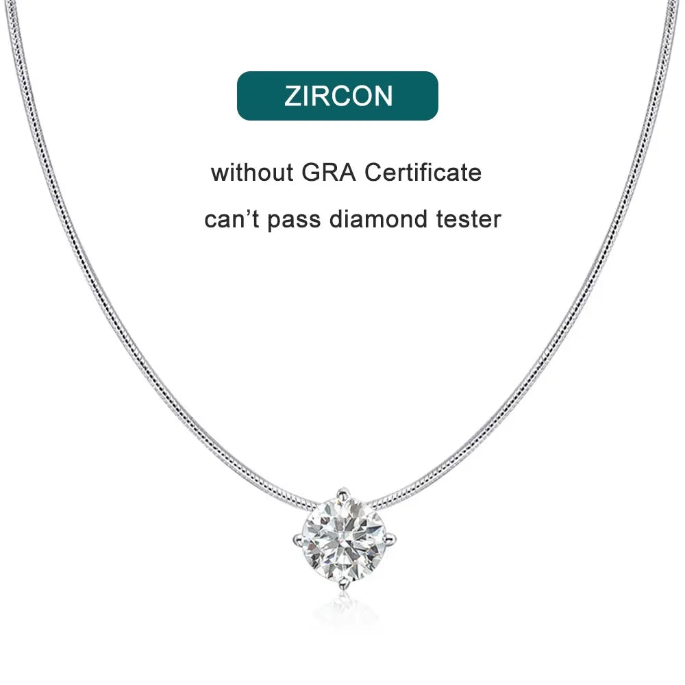 KNOBSPIN D VVS1 Moissanite Pandent Necklace s925 Sterling Silver Plated 18k White Gold GRA Certified Dainty Necklaces for Women