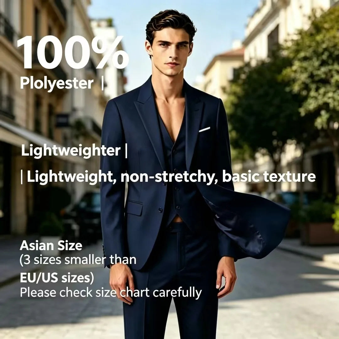 Men Suits For Wedding 3 Pieces 2 Set Elegant Slim Fit Jackets Pants Blazers Formal Outfit Fashion Business Classic 2026 Costume