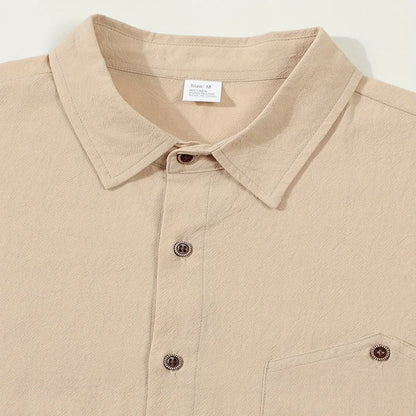 Men's Linen Blend Short Sleeve Button Down Shirt Casual Beach Top with Chest Pocket Breathable Lightweight Summer Shirts for Men
