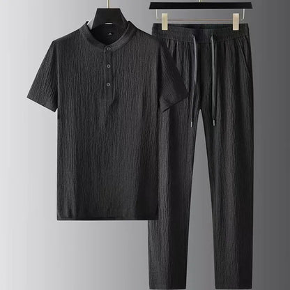 Men's sets (Shirt + trousers) 2026 summer new style fashion men shirt short sleeve shirt High quality shirts male Two Piece