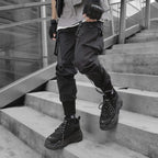 Y2K Joggers Cargo Pants For Men Casual Hip Hop Pocket Male Trousers Sweatpants Street Ribbons Techwear White Pant Pantalon Homme