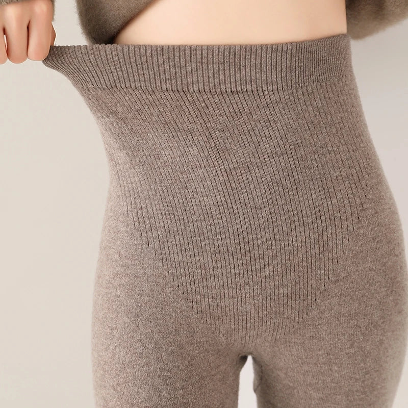 Fall/Winter 100% Pure Wool Knitted Pants Are Slim And Warm Wear Wool Pants Inside And Outside Tight Elastic Leggings