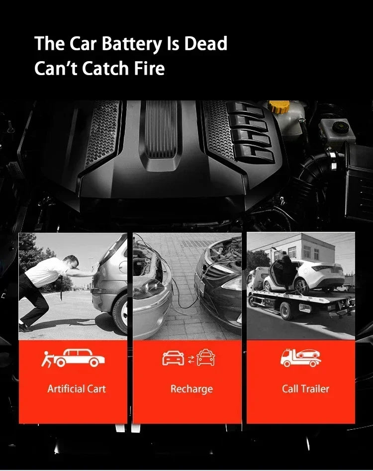 EAFC 12V Portable Car Jump Starter Power Bank with Battery Booster Charger Auto Emergency Start-up Lighting - Vehicle Starting D