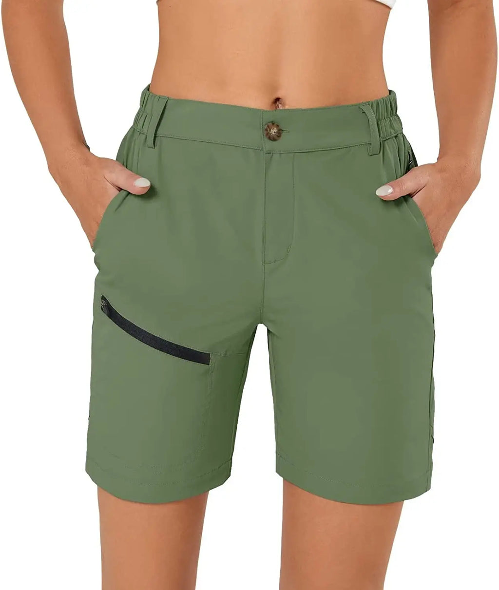 Women's Hiking Cargo Shorts Quick Dry Nylon Shorts Summer Travel Active Golf Shorts with 6 Pockets Water Resistant