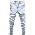 Spring and Autumn New Fashion Trend Solid Color Straight Stretch Denim Pants Men Slim Breathable High Quality Small Foot Pants