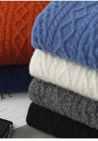 Fall/Winter 100% Wool Men's Turtleneck Thicken Sweater Jacquard Solid Cashmere Knitted Bottom Shirt