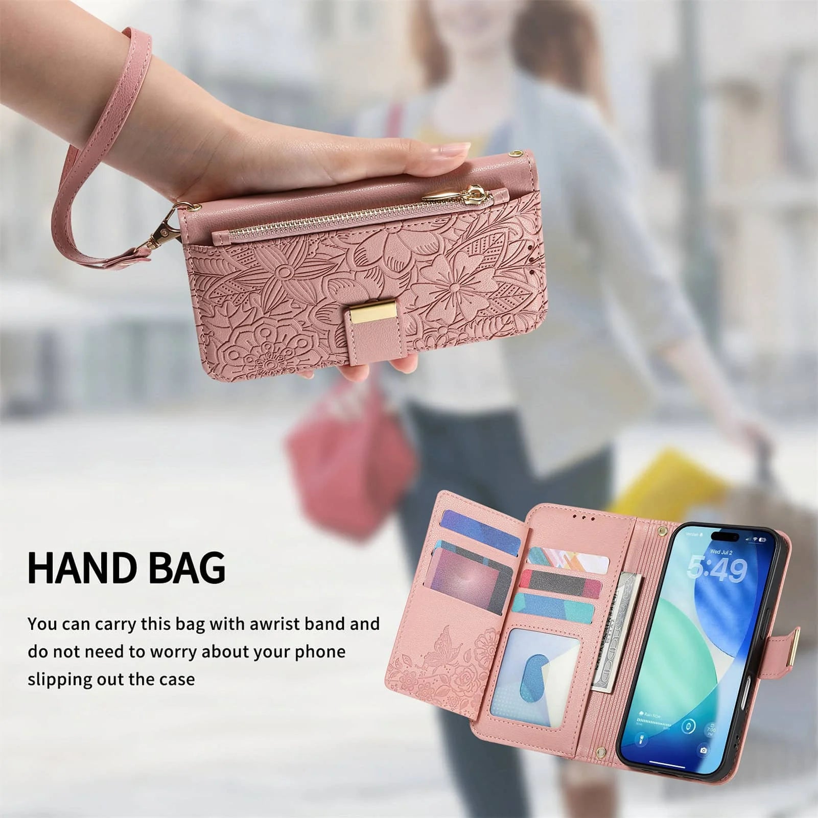 Compatible with iPhone 17/16e/15/14/13/12 Pro Max 16 Plus Lanyard Zipper Wallet Case Dual Card Holder Flip Stand Magnetic Buckle