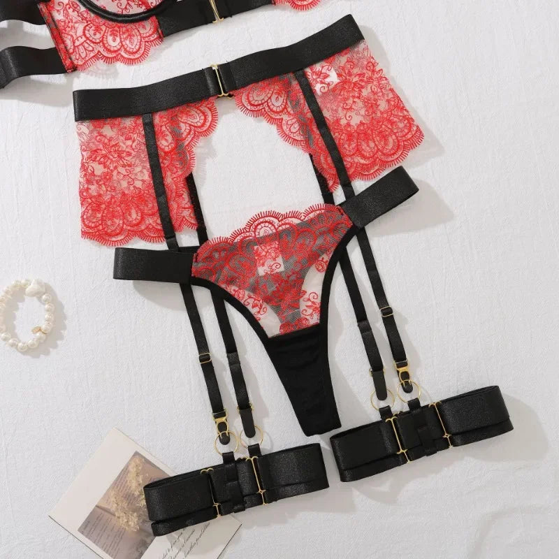 Tornova 2-piece Sexy Lingerie Set G-string Transparent Underwear Lolita Romantic Lingeries Set Sexy Bra Panties Sets Lingerie