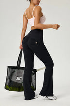 TRY TO BN Yoga Pants Pocket Back Flare Leggings Sports Fitness High Waisted Scrunch Leggings Workout Trousers Gym Woman Clothing