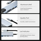 FANGTUOSI Usb 8 In 1 Type C 3 1 To 4k HdTV Hub Adapter With Sd Tf Rj45 Card Reader Pd Fast Charge For Macbook Notebook Computer