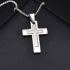 Cross Pendant Necklaces for Men Boys,Waterproof Stainless Steel Necklace,Christian Religious Faith Prayer Jewelry Gift