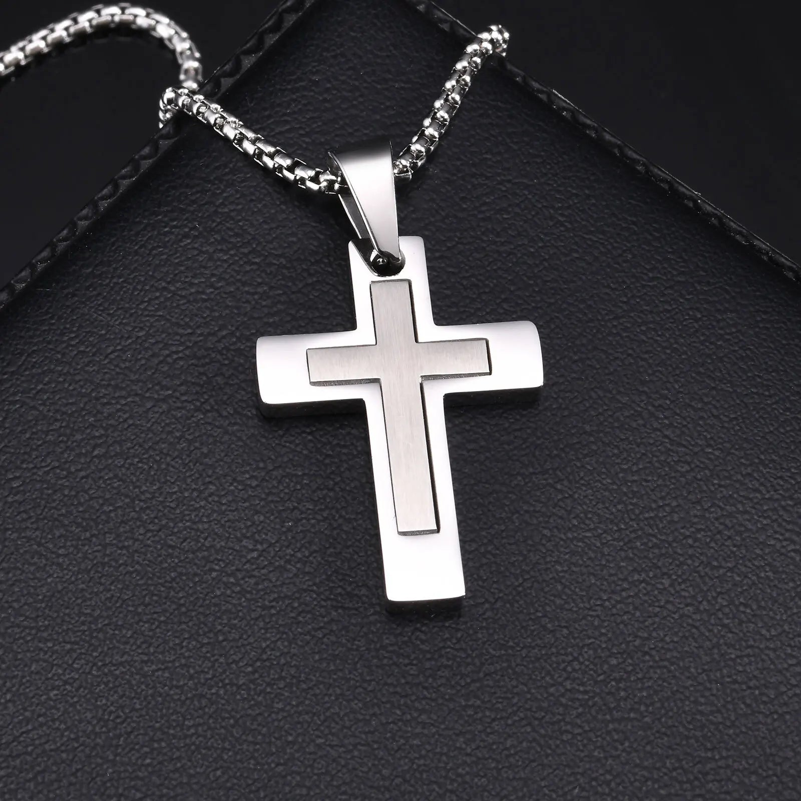 Cross Pendant Necklaces for Men Boys,Waterproof Stainless Steel Necklace,Christian Religious Faith Prayer Jewelry Gift