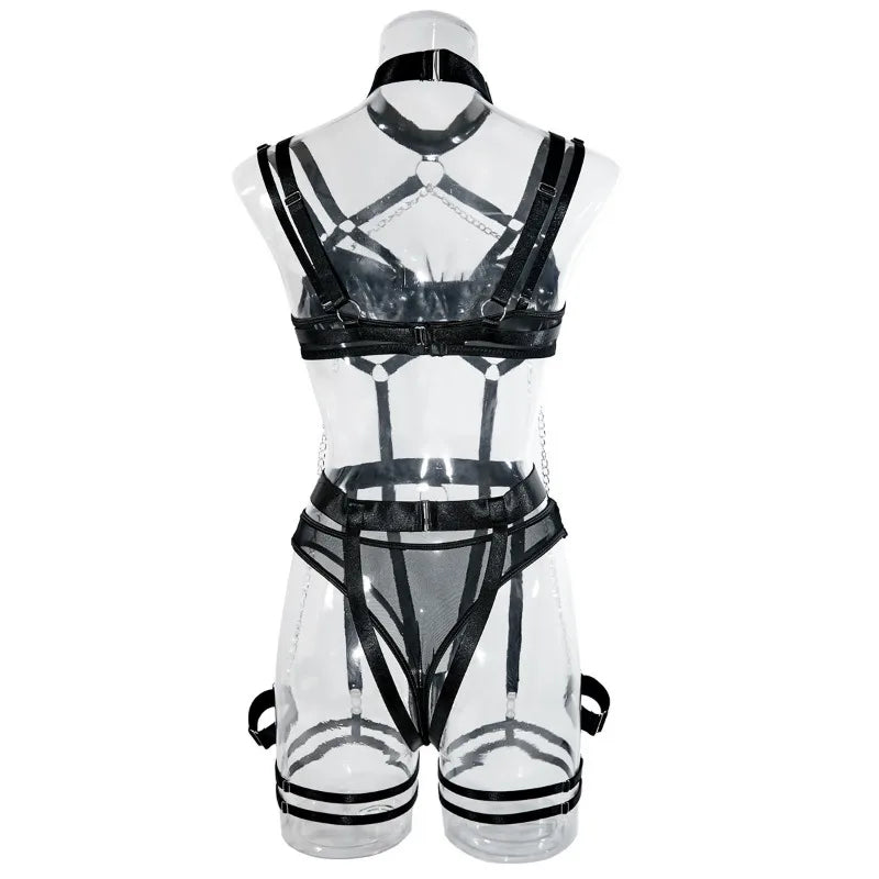 Toucheart 4 Piece Set Sexy Chain Halter Underwear Set For Women Erotic Lingerie Temptation Sexy Role Play Chain Underwear Set