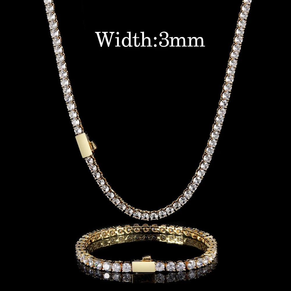 Hip Hop Jewelry Cubic Zirconia Iced Out Tennis Chain Iced Out 18k Gold Plated Bling Necklace For Women Free Custom Laser Logo