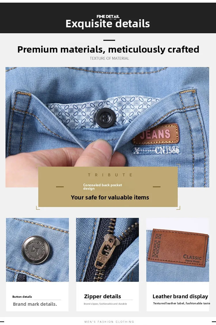 2026  New In Summer Thin Jeans Men's Loose Lightweight High Quality Straight Trendy Versatile Long Pants
