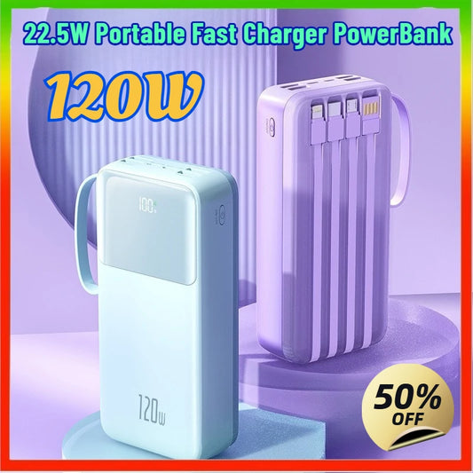 3C Certified 30000mAh 40000mAh 50000mAh 22.5W Power Bank with Digital Display USB-C Cable Portable Fast Charger Spare Powerbank