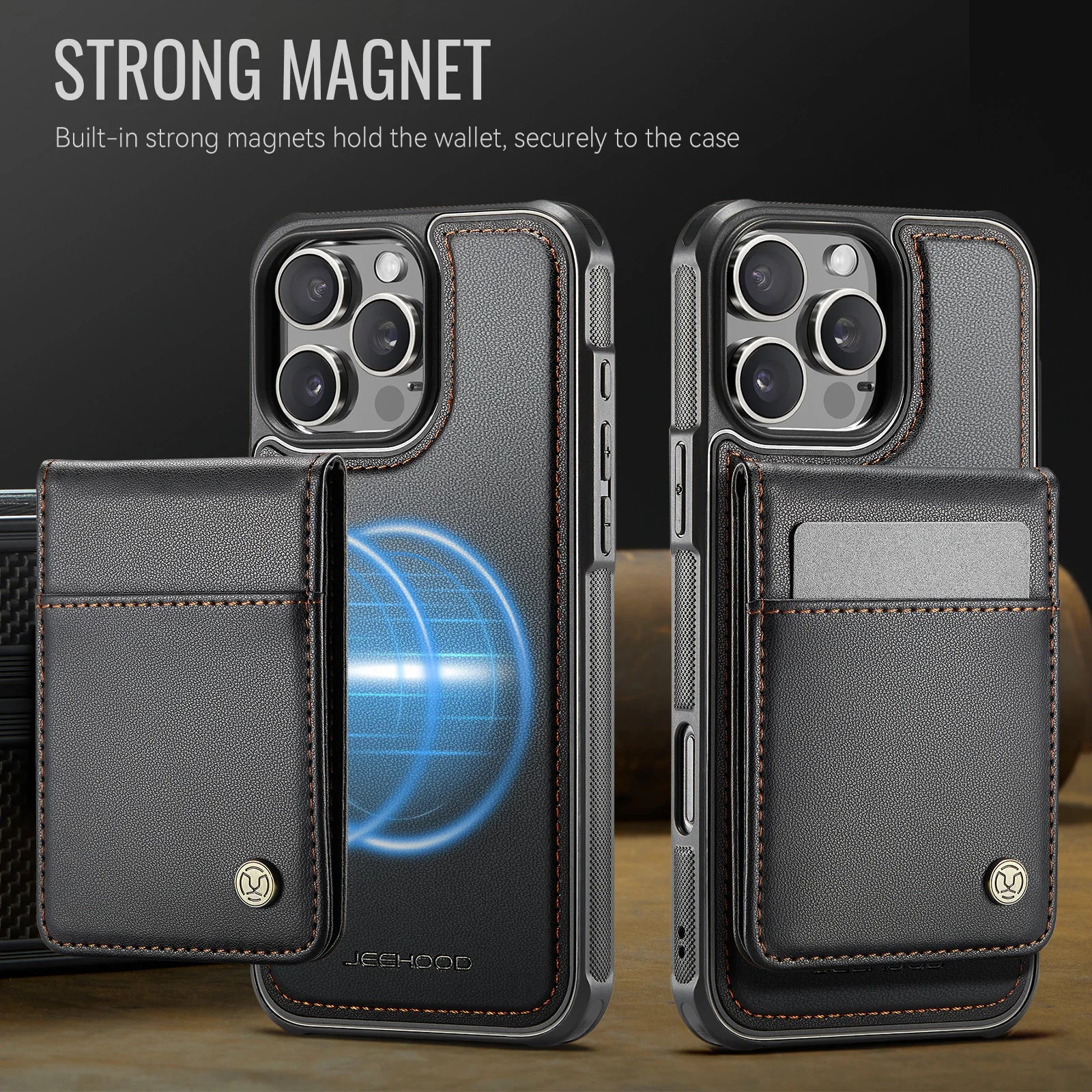 Magnetic 2 in 1 Detachable for iPhone 16/15/14 Pro Max 16 Plus Wallet Case with Card Holder,Magnetic Flip Kickstand Credit Slots