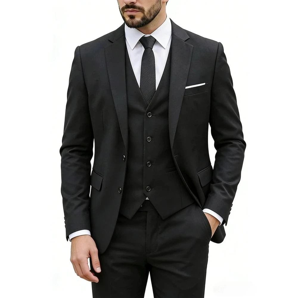 Men Suits For Wedding 3 Pieces 2 Set Elegant Slim Fit Jackets Pants Blazers Formal Outfit Fashion Business Classic 2026 Costume