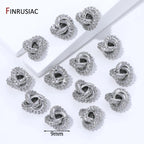 18K Gold Plated Brass With Zircon Round Twist Beads For Bracelets,Separator Bead,Spacer Beads For DIY Jewelry Making Accessories