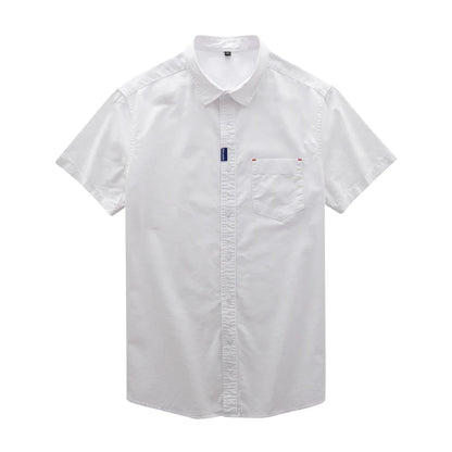 Dukeen 100% Cotton Oxford Spinning Shirt for Men Summer Casual Solid Color Blouse Man White Short-Sleeved Tops