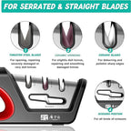 Four in One Kitchen Sharpener Restores Serrated Blade Knives and Scissors, Diamond Tungsten Steel Ceramics