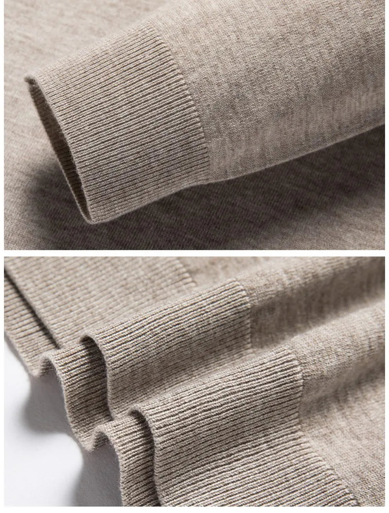 Men's 100% Mink Cashmere Large Size Sweaters Autumn Winter Solid POLO-neck Casual Knit Pullovers Long Sleeve Warm Jumper to