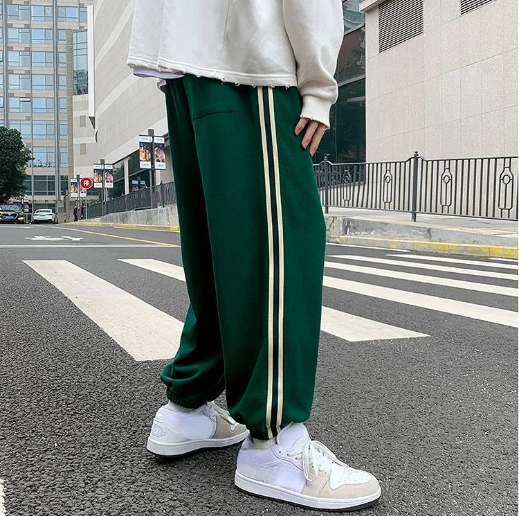 Trousers Hip-hop Wide Leg Sweatpants For Men Summer Stylish Training Cotton Loose Elastic Y2k Casual Baggy Male Sweat Pants L